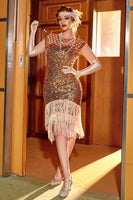 Load image into Gallery viewer, Pink Sequin Gatsby 1920s Flapper Dress