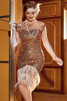 Load image into Gallery viewer, Pink Sequin Gatsby 1920s Flapper Dress