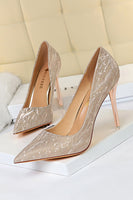 Load image into Gallery viewer, Shallow Toe Sequined Stiletto High Heels