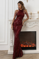 Load image into Gallery viewer, Black Sequin Mermaid Prom Dress
