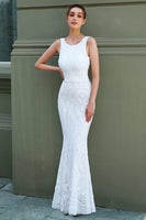 Load image into Gallery viewer, White Mermaid Formal Dress