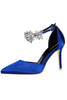 Load image into Gallery viewer, Silver Ankle Strap Prom Heels with Crystals
