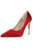 Load image into Gallery viewer, Burgundy Shallow Metal Stiletto Heels