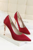 Load image into Gallery viewer, Burgundy Shallow Metal Stiletto Heels