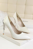 Load image into Gallery viewer, Burgundy Shallow Metal Stiletto Heels