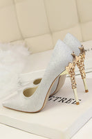 Load image into Gallery viewer, Burgundy Shallow Metal Stiletto Heels