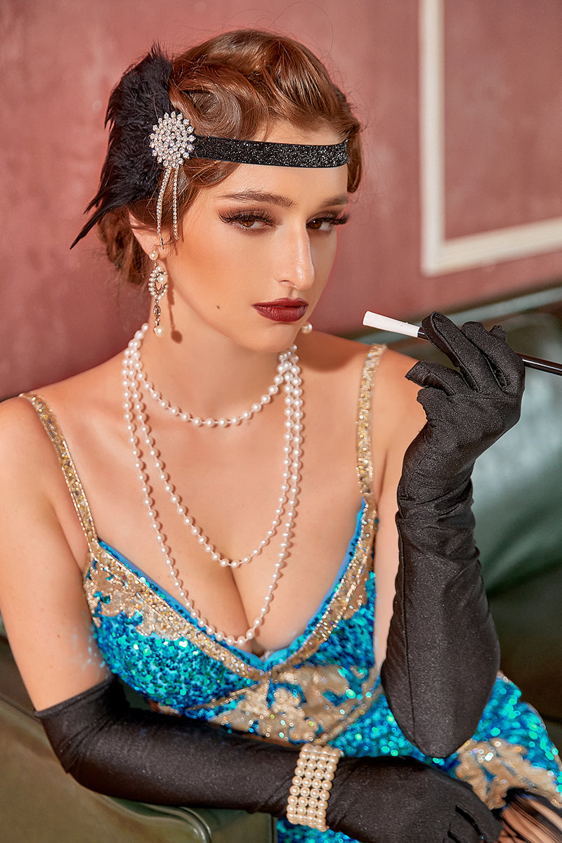 Load image into Gallery viewer, Black 1920s Party Accessories Sets