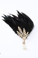Load image into Gallery viewer, Black 1920s Feather Headband