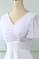 Load image into Gallery viewer, V Neck Pink Bridesmaid Dress with Ruffles