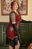 Load image into Gallery viewer, Black Golden Sequins Gatsby Fringed Plus Size 1920s Dress