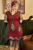 Load image into Gallery viewer, Black Golden Sequins Gatsby Fringed Plus Size 1920s Dress