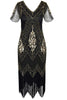 Load image into Gallery viewer, V Neck Black 1920s Flapper Dress