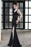 Load image into Gallery viewer, Black Mermaid Long Formal Dress