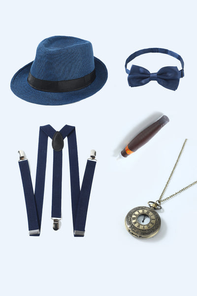 Blue 1920s Accessories Set for Men