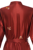 Load image into Gallery viewer, Burgundy Crane Printed Bridal Robe