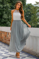 Load image into Gallery viewer, Grey Open Back Long Formal Dress
