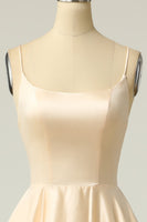 Load image into Gallery viewer, Royal Blue Backless Satin Formal Dress