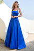 Load image into Gallery viewer, Royal Blue Backless Satin Formal Dress
