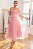 Load image into Gallery viewer, Gorgeous A Line Strapless Pink Formal Dress with Appliques
