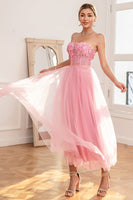 Load image into Gallery viewer, Gorgeous A Line Strapless Pink Formal Dress with Appliques