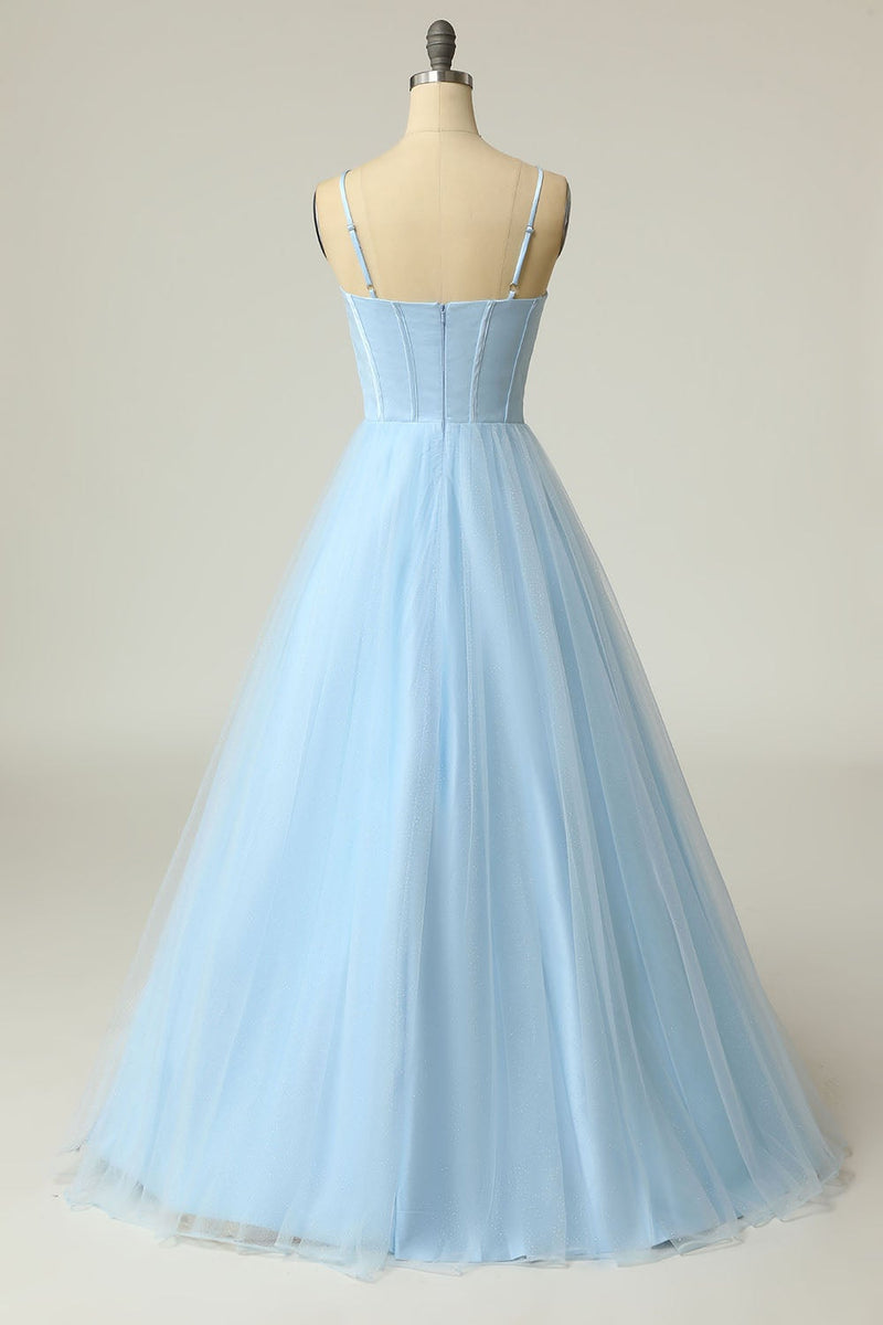 Load image into Gallery viewer, A Line Spaghetti Straps Light Purple Long Formal Dress