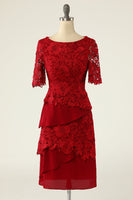 Load image into Gallery viewer, Dark Red Two Piece Mother of the Bride Dress with Lace