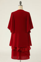 Load image into Gallery viewer, Dark Red Two Piece Mother of the Bride Dress with Lace