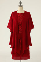 Load image into Gallery viewer, Dark Red Two Piece Mother of the Bride Dress with Lace