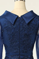 Load image into Gallery viewer, Navy Bodycon Mother Of The Bride Dress with Long Sleeves