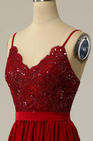 Load image into Gallery viewer, Burgundy Long Formal Dress with Beading Lace