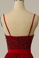 Load image into Gallery viewer, Burgundy Long Formal Dress with Beading Lace