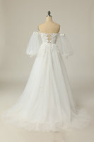Load image into Gallery viewer, A Line Off the Shoulder Ivory Bridal Dress with Long Sleeves