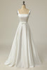 Load image into Gallery viewer, Simple A Line Square Neck White Long Wedding Dress