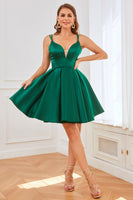 Load image into Gallery viewer, Green Satin Short Formal Dress