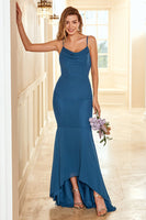 Load image into Gallery viewer, Ink Blue High-low Bridesmaid Dress