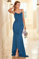 Load image into Gallery viewer, Ink Blue High-low Bridesmaid Dress