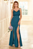 Load image into Gallery viewer, Green Lace Bridesmaid Dress with Slit