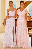 Load image into Gallery viewer, Blush Flower Print Bridesmaid Dress