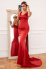 Load image into Gallery viewer, Mermaid V Neck Rust Red Long Bridesmaid Dress