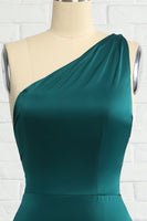 Load image into Gallery viewer, Mermaid One Shoulder Dark Green Long Bridesmaid Dress