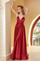 Load image into Gallery viewer, Burgundy Spaghetti Straps Simple Formal Dress