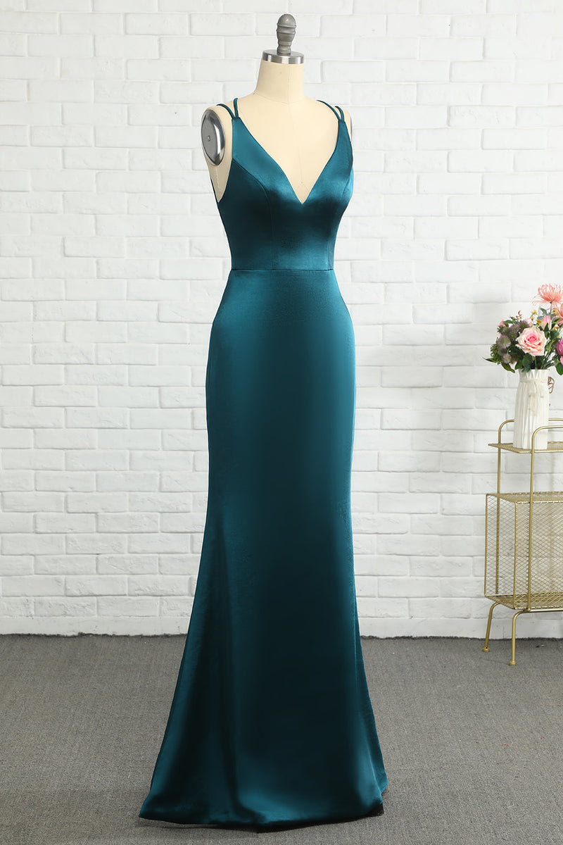 Load image into Gallery viewer, Blue Mermaid Backless Long Formal Dress