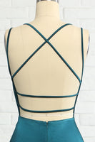 Load image into Gallery viewer, Peacock Blue Mermaid Backless Long Formal Dress