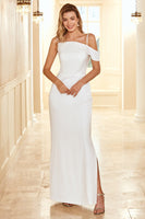 Load image into Gallery viewer, Sheath Spaghetti Straps White Long Bridesmaid Dress