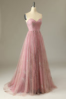 Load image into Gallery viewer, A Line Sweetheart Blush Formal Dress with Criss Cross Back