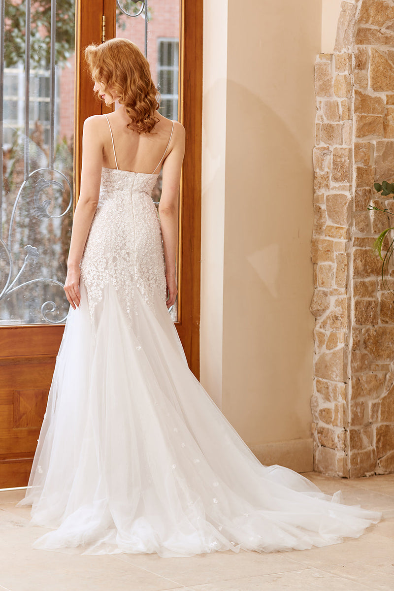 Load image into Gallery viewer, Mermaid Chruch Sweep Train Wedding Dress