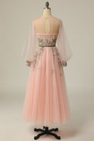 Load image into Gallery viewer, A Line Jewel Light Nude Long Formal Dress with Embroidery