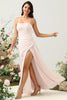 Load image into Gallery viewer, Pink Mermaid Chiffon Long Bridesmaid Dress with Slit