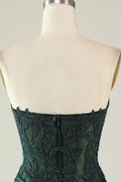 Load image into Gallery viewer, Strapless Dark Green Short Formal Dress with Beading