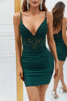 Load image into Gallery viewer, Bodycon Spaghetti Straps Royal Blue Short Formal Dress with Beading